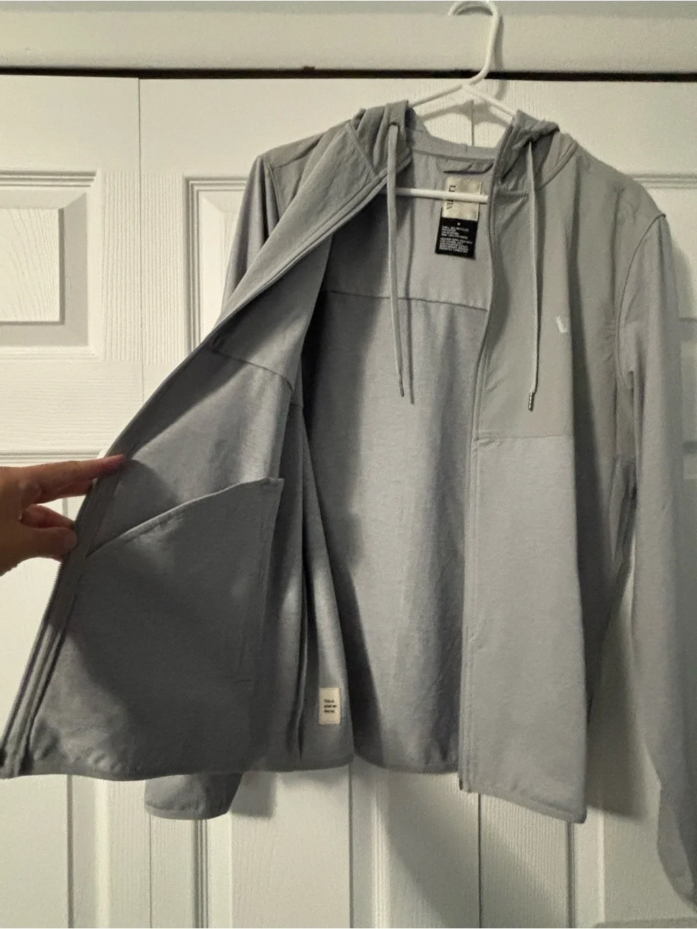 Men's Vuori Lightweight Light Gray Full-Zip Hoodie Jacket. Size M